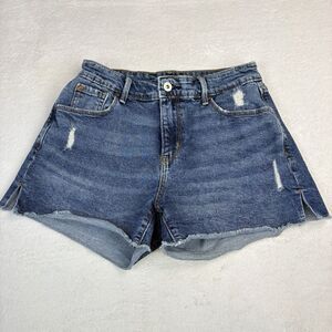 Denizen Levis Shorts Womens 26 Blue Denim High Rise Raw Hem Slit Leg Shortie